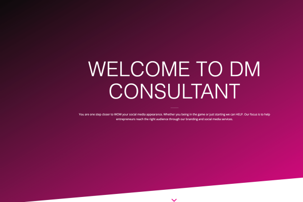 scayver A pink and black website for a dm consultant offering services in Social Media Management and Web Design and Development.
